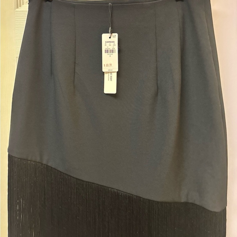 Express Black Asymmetrical Skirt with Fringe